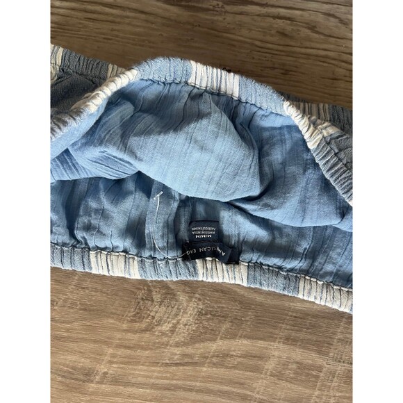 New American Eagle Striped Blue Crop Tube Top Boho size M - Picture 2 of 3